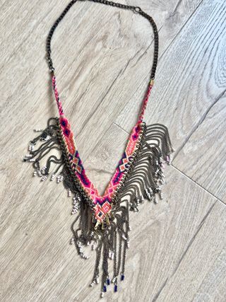 Collar hippie boho multicolor con cadenas