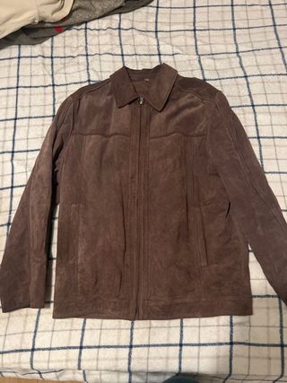 Chaqueta de piel marrón hombre