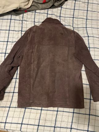 Chaqueta de piel marrón hombre