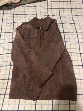 Chaqueta de piel marrón hombre