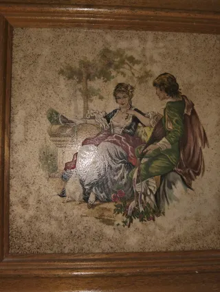Cuadros vintage pareja romántica sobre azulejo