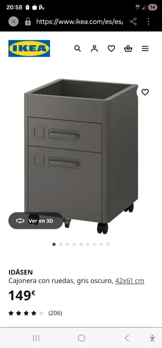 Cajonera metálica gris