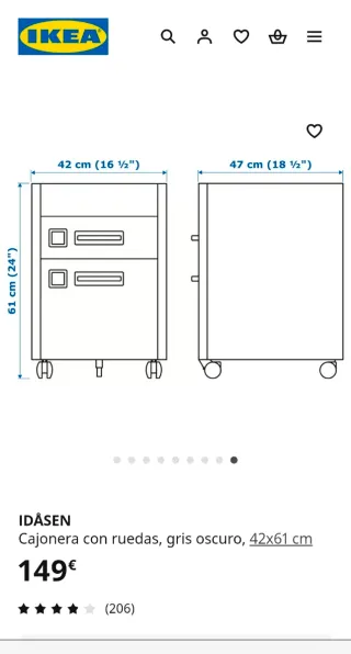 Cajonera metálica gris