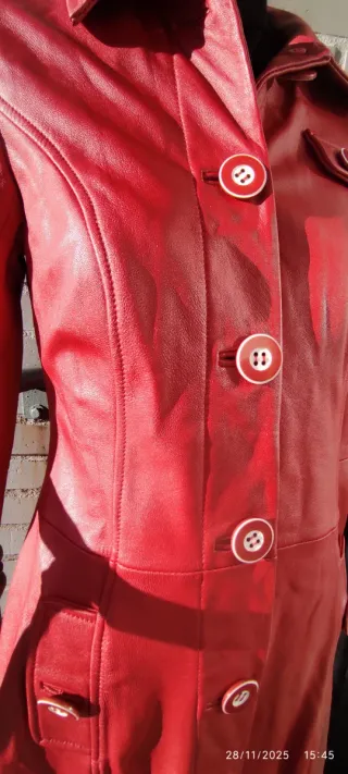 Abrigo 100%Piel Rojo Talla 36