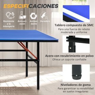 Mesa de Ping Pong Plegable Azul