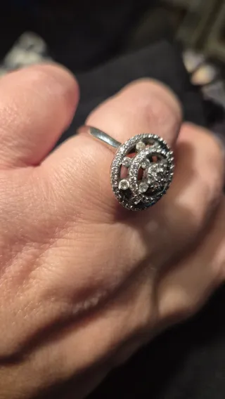 Anillo Plata y Circonitas tipo rosetón vintage.