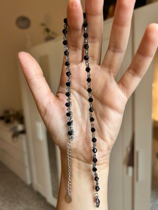 Collana choker perline nere e argento