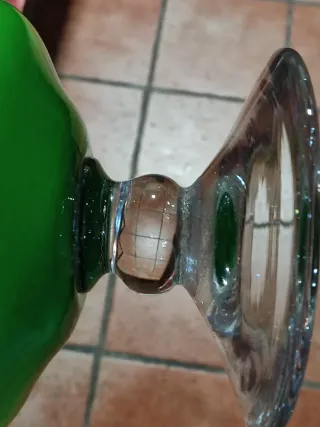 Jarrón cristal soplado verde 23 cm