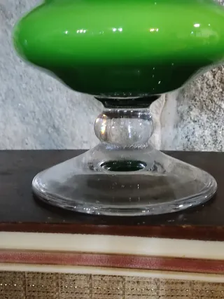 Jarrón cristal soplado verde 23 cm