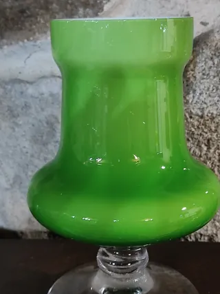 Jarrón cristal soplado verde 23 cm