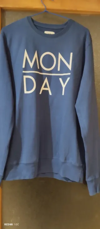 Sudadera azul Lefties con estampado MONDAY