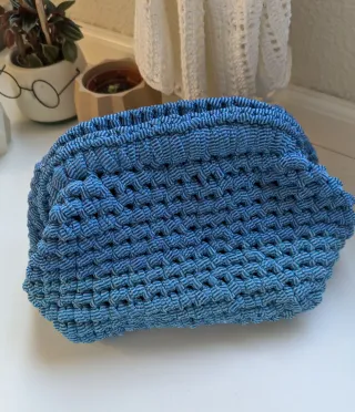 Bolso Clutch Azul Tejido a mano en dos tonos de qz