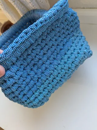 Bolso Clutch Azul Tejido a mano en dos tonos de qz