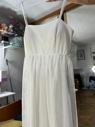 Vestido blanco largo de tul