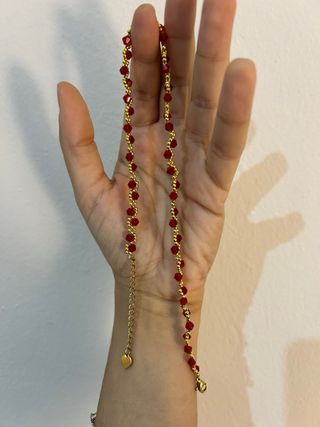 Collana choker perline rosse e oro
