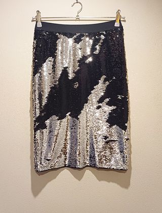 Gonna paillettes nere e argento
