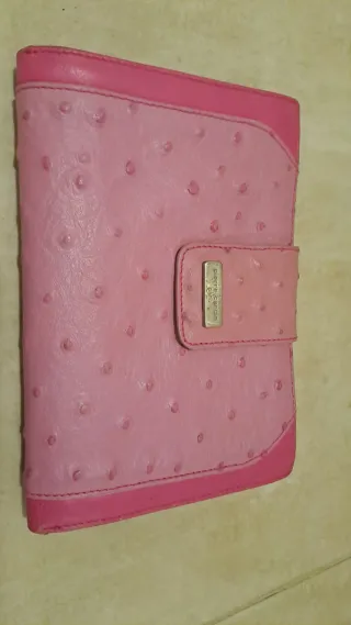 Portafogli vintage Pierre Cardin in pelle di struzzo rosa