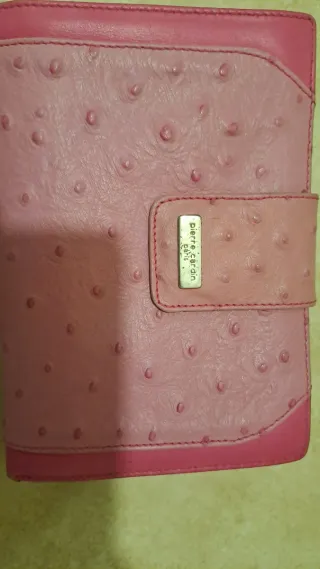 Portafogli vintage Pierre Cardin in pelle di struzzo rosa