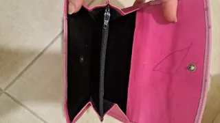 Portafogli vintage Pierre Cardin in pelle di struzzo rosa