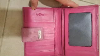 Portafogli vintage Pierre Cardin in pelle di struzzo rosa