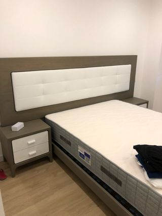 Estructura cama + base tapizada + colchón 150x200