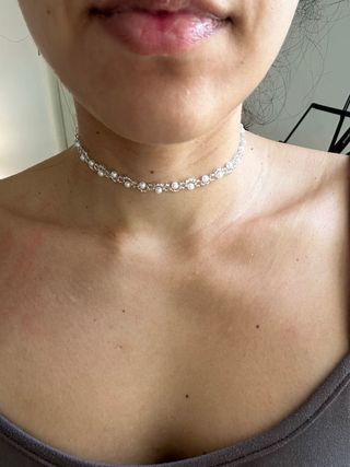 Collana choker perle bianche argento