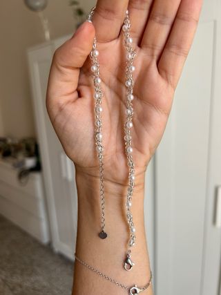 Collana choker perle bianche argento