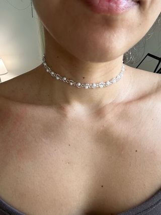 Collana choker perle bianche argento