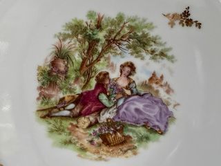 🇫🇷 Limoges 6 Platos Hondos Porcelana Dorada