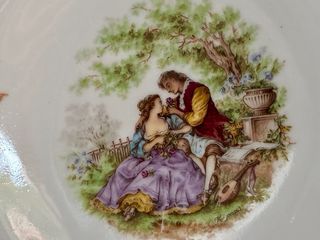 🇫🇷 Limoges 6 Platos Hondos Porcelana Dorada