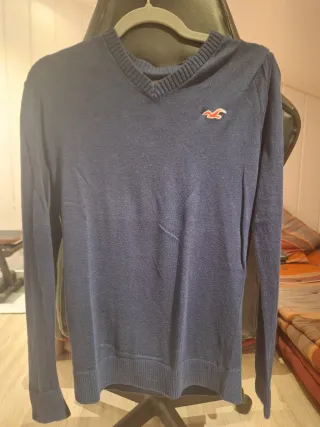 Jersey Hollister Azul V-Neck Manga Larga