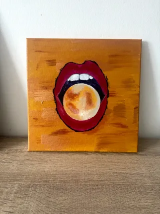 Quadro Decorativo Boca Vermelha Laranja