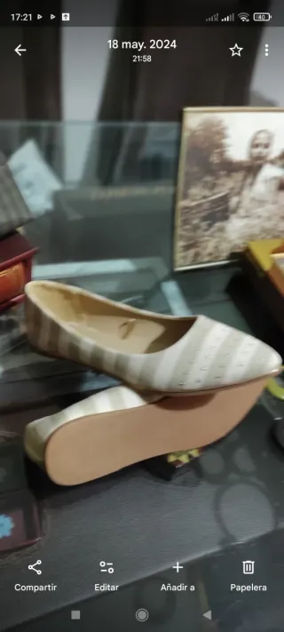 Zapatos planos rayas beige/gris 40