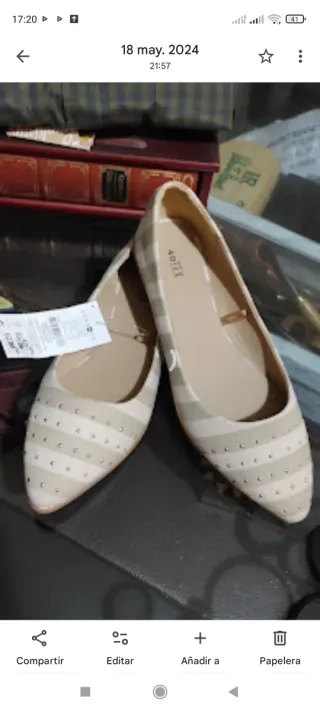 Zapatos planos rayas beige/gris 40