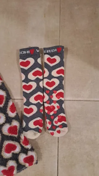 Pijama La Perla Corazones Gris y Rojo