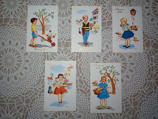 5 Postales Vintage M. Petitdidier (Francia)