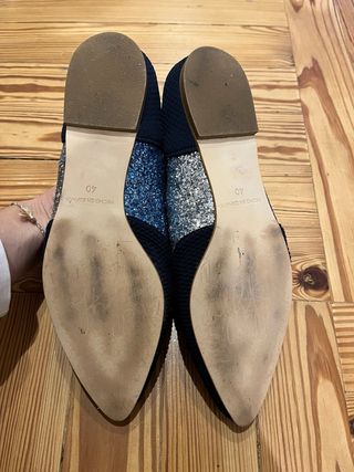 Blucher purpurina azul y plateado Talla 40