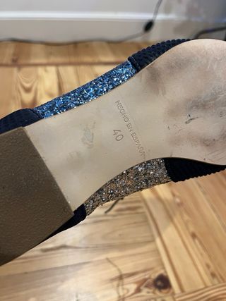 Blucher purpurina azul y plateado Talla 40