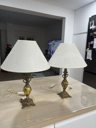 Lampade Vintage in Ottone e Tessuto