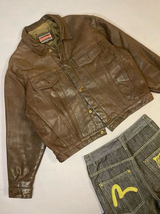 Chaqueta Cuero Vintage Chevignon Talla L