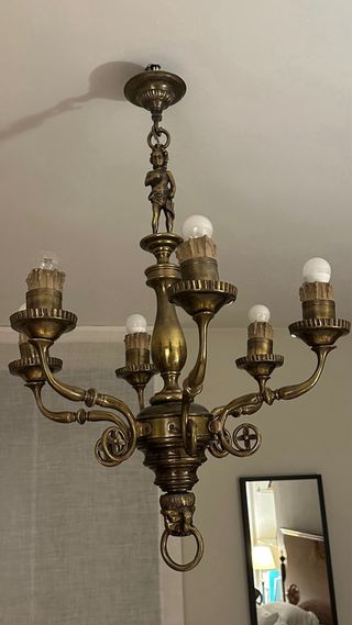 Lámpara de techo antigua de bronce macizo