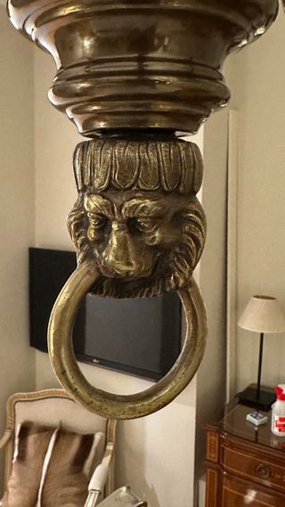 Lámpara de techo antigua de bronce macizo