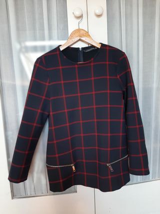 Blusa a cuadros azul marikoy roja