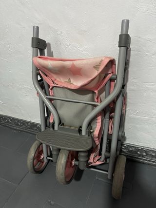 Carrello per bambole Eurekakids rosa pieghevole