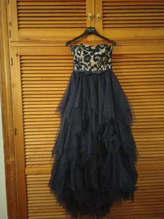 Vestido largo palabra de honor estampado