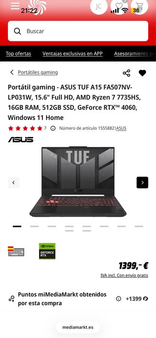 Portátil Gaming ASUS TUF A15