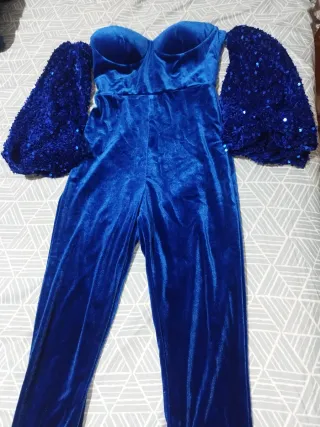 Mono fiesta azul lentejuelas