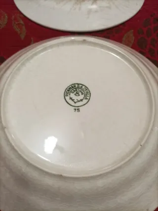 Pareja Platos La Cartuja Pickman Flor Verde