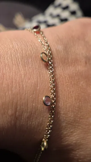 Pulsera Oro Chapado Plata con Piedras Rosas