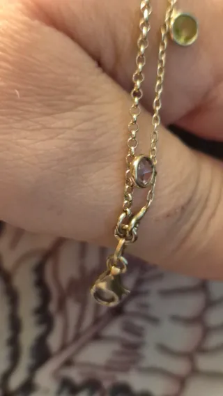 Pulsera Oro Chapado Plata con Piedras Rosas